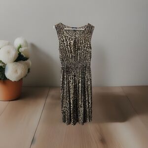 Erika Dress Women Medium Brown Mob Wife Leopard Print Fit and Flare Sleeveless